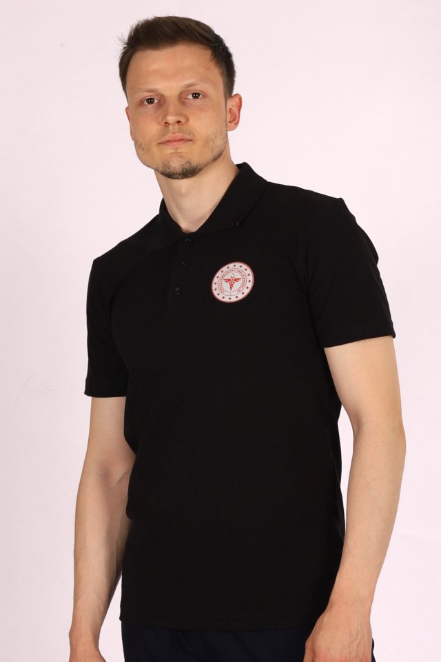 Siyah 112 Acil Sağlık Polo Yaka Tişört Unisex