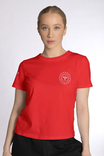 Kırmızı 112 Acil Sağlık Bisiklet Yaka Tişört Unisex