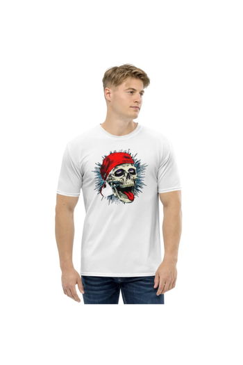 Beyaz Kurukafa Baskılı T-shirt