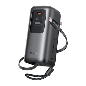 Mcdodo MC-8501 FreeGo 45W 3'ü 1 Arada 10000mAh Dahili Geri Çekilebilir Type-C Kablo, AC Prize Takılabilir Şarj Adaptörlü Powerbank Siyah(Universial Priz Uçları) - Görsel 1