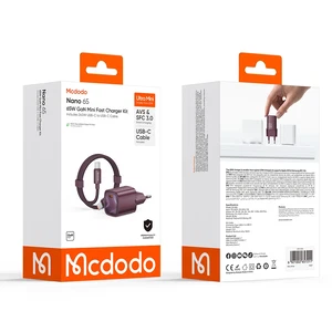 Mcdodo CH-8264 Nano Serisi 65W Tek Type-C Port Hızlı Şarj Adaptörü + Type-C to Type-C Kablo Mor - Görsel 3