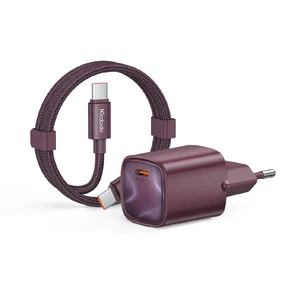 Mcdodo CH-8264 Nano Serisi 65W Tek Type-C Port Hızlı Şarj Adaptörü + Type-C to Type-C Kablo Mor - Görsel 2