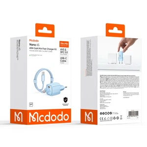 Mcdodo CH-8265 Nano Serisi 65W Tek Type-C Port Hızlı Şarj Adaptörü + Type-C to Type-C Kablo Mavi - Görsel 3