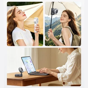 Mcdodo CF-6112 Chill U01 2000mAh 6 Kademeli LED Ekranlı Su Püskürtmeli Katlanabilir Klipsli Fan -Beyaz - Görsel 4
