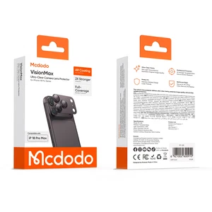 Mcdodo PF-2254 VisionMax Serisi iPhone 18 Pro Uyumlu Tam Kaplama Ultra Şeffaf Kamera Lens Koruyucu Mor - Görsel 2