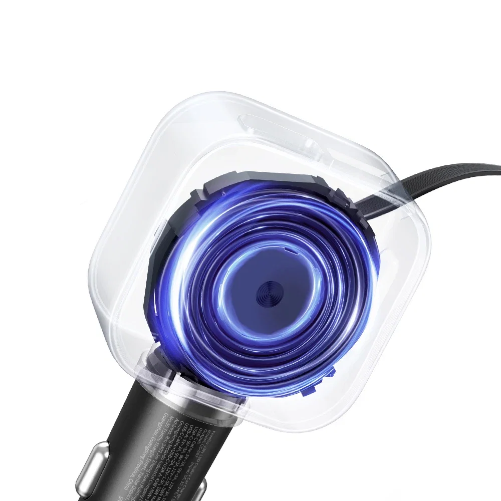 Mcdodo CC-8670 FreeGo Pro 93W 3 Çıkışlı 80cm Geri Çekilebilir Type-C Kablolu LED Ekranlı Araç Çakmaklık - Siyah - Görsel 6