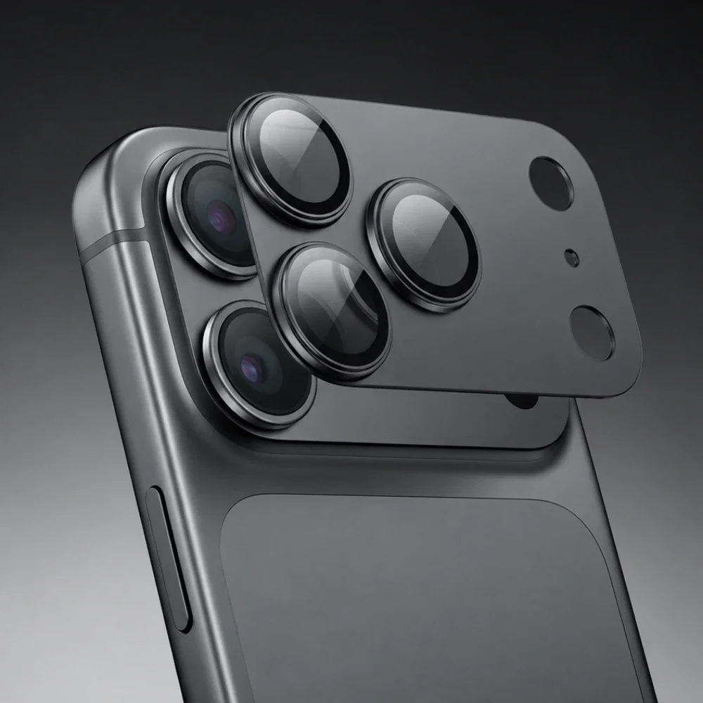 Mcdodo PF-2251 VisionMax Serisi iPhone 18 Pro Uyumlu Tam Kaplama Ultra Şeffaf Kamera Lens Koruyucu Siyah - Görsel 2