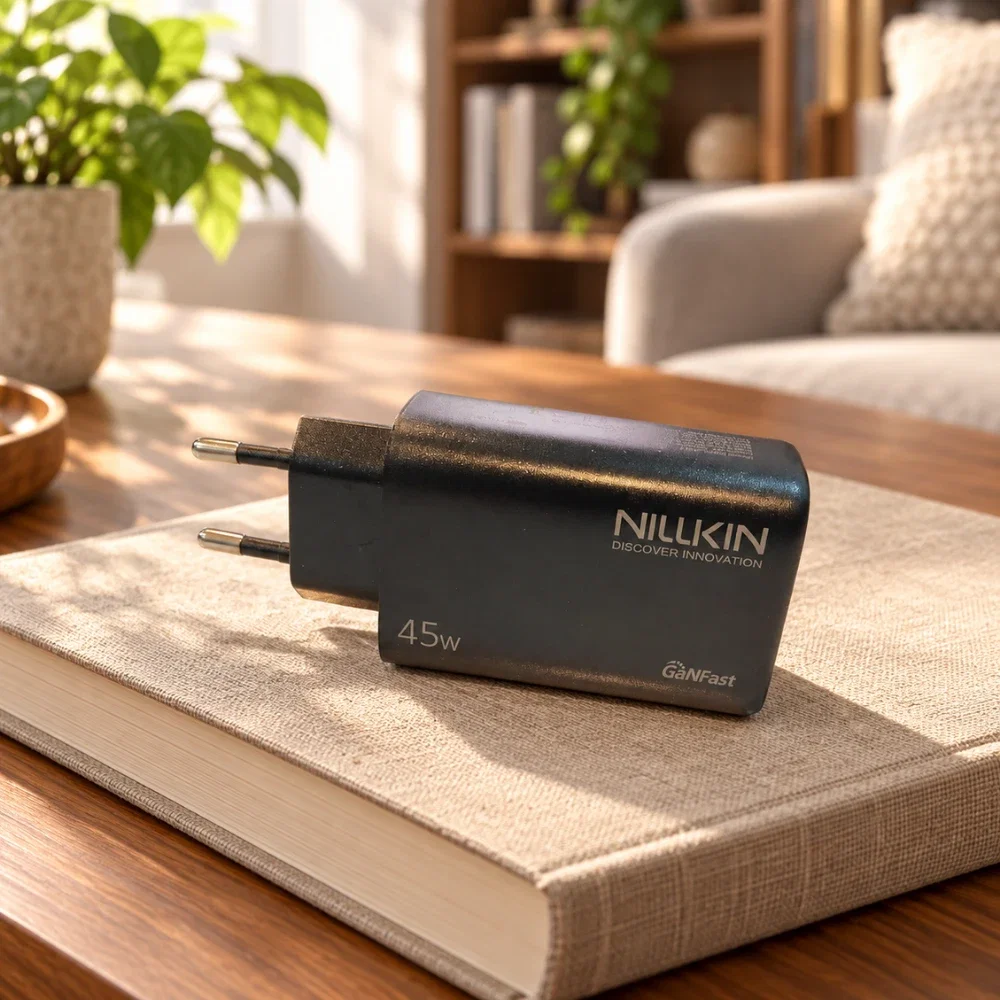Nillkin NL-45W 45W GaN USB-C + USB-A Çift Port Hızlı Şarj Adaptörü - Siyah - Görsel 3