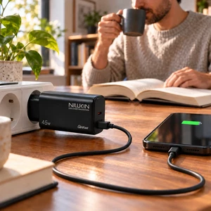Nillkin NL-45W 45W GaN USB-C + USB-A Çift Port Hızlı Şarj Adaptörü - Siyah - Görsel 4