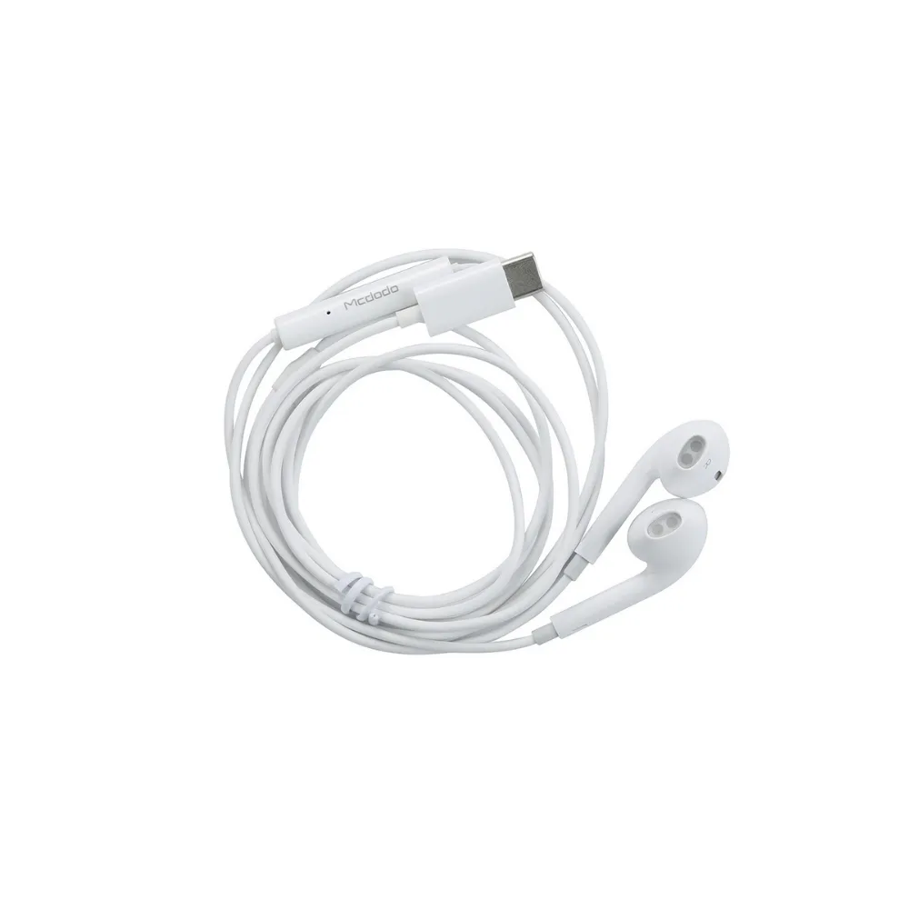 Mcdodo HP-6072 BeatLink Hi-Fi DAC Çipli Type-C Kablolu Kulak İçi Kulaklık, Kablo Üzeri Kontrol, 14mm Sürücü, 1.2 Metre - Beyaz - Görsel 7