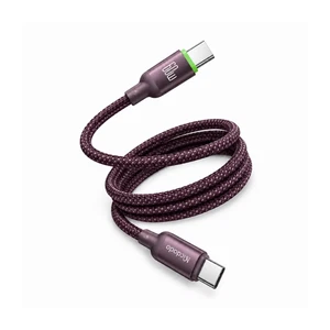 Mcdodo CA-6874 Cab Luma 60W 3A Type-C To Type-C LED Işık Göstergeli Hızlı Şarj Kablosu 1 Metre - Bordo - Görsel 2