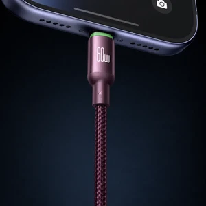 Mcdodo CA-6874 Cab Luma 60W 3A Type-C To Type-C LED Işık Göstergeli Hızlı Şarj Kablosu 1 Metre - Bordo - Görsel 3
