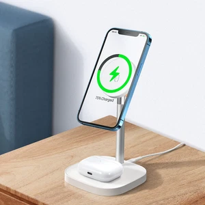 Mcdodo CH-7340 TWS Wireless Şarj + MagSafe Manyetik Tutuculu Şarj Standı Beyaz - Görsel 10