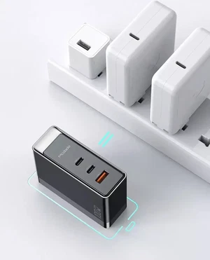 Mcdodo CH-8101 100w GaN Serisi 3 Port Başlıklı 1xusb 2xtype-c Girişli Universal Şarj Adaptörü- Siyah - Görsel 2