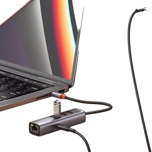 Mcdodo HU-1110 5in1 1xType-C + 3xUSB + LAN Çoklayıcı Adaptör Gri - Görsel 4