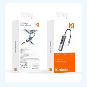 Mcdodo HU-1110 5in1 1xType-C + 3xUSB + LAN Çoklayıcı Adaptör Gri - Görsel 5