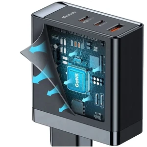Mcdodo CH-2911 140W GaN 5 Pro 1xUSB + 2xType-C Girişli Hızlı Şarj Adaptörü Siyah - Görsel 3