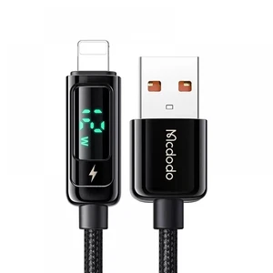 Mcdodo CA-9940 USB-A to Lightning Dijital Ekranlı Şarj ve Data Kablosu 1.2M 3A Siyah - Görsel 1