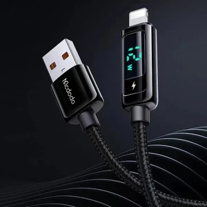 Mcdodo CA-9940 USB-A to Lightning Dijital Ekranlı Şarj ve Data Kablosu 1.2M 3A Siyah - Görsel 3