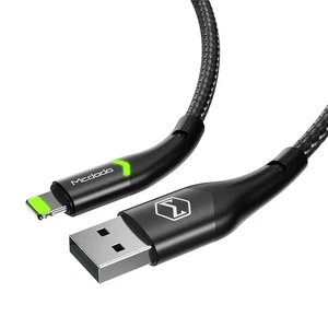 Mcdodo CA-7840 Çift Led Işıklı USB A To Lightning Şarj Kablosu 2a 1 2m Siyah - Görsel 4