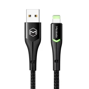 Mcdodo CA-7840 Çift Led Işıklı USB A To Lightning Şarj Kablosu 2a 1 2m Siyah - Görsel 1
