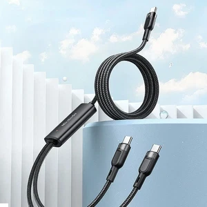 Mcdodo CA-7470 100W PD Type-C to Çift Type-C LED Şarj ve Data Kablosu 1.2M Siyah - Görsel 2