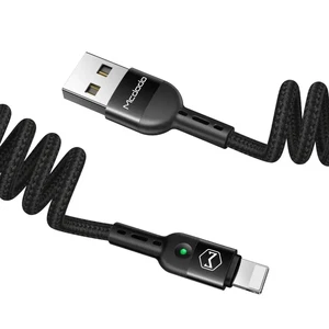 Mcdodo CA-6410 USB-A To Lightning LED Işıklı Spiralli Data Şarj Kablosu 1.8m Siyah - Görsel 4
