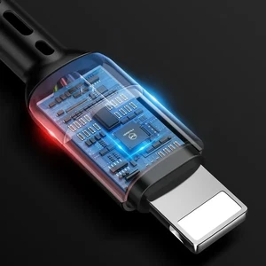 Mcdodo CA-6410 USB-A To Lightning LED Işıklı Spiralli Data Şarj Kablosu 1.8m Siyah - Görsel 5