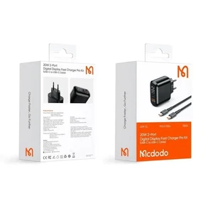 Mcdodo CH-7172 20W PD Çift Girişli Şarj Adaptörü + Type-C To Type-C Kablo Siyah - Görsel 5