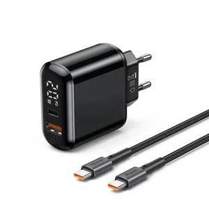 Mcdodo CH-7172 20W PD Çift Girişli Şarj Adaptörü + Type-C To Type-C Kablo Siyah - Görsel 1