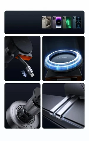 Mcdodo CH-3000 15W MagSafe Araç Şarj Cihazı Siyah - Görsel 9