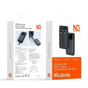 Mcdodo MC-0231 10000mAh 33W Çift Kablolu Dijital Göstergeli Powerbank Siyah - Görsel 11