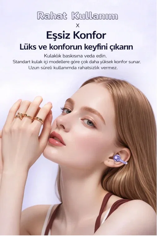 YXG-10 YENİ NESİL KABLOSUZ BLUETOOTH KULAKLIK YENİ TASARIM KLİPS TWS KULAKLIK UZUN SARJ SÜRESİ ÖZEL TASARIM MOR - Görsel 4