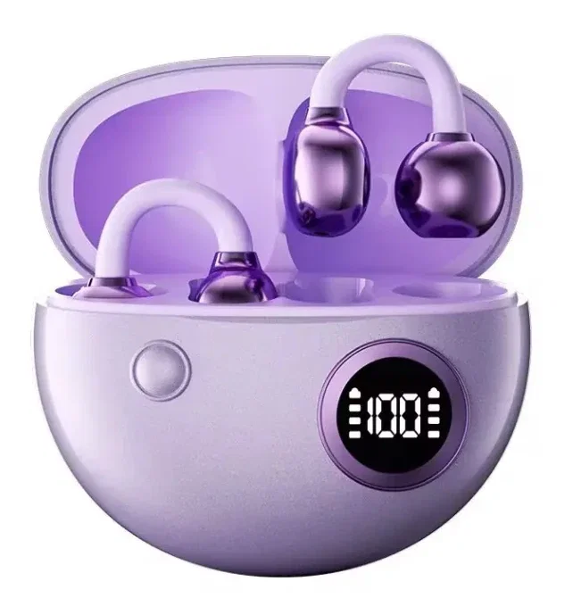 YXG-10 YENİ NESİL KABLOSUZ BLUETOOTH KULAKLIK YENİ TASARIM KLİPS TWS KULAKLIK UZUN SARJ SÜRESİ ÖZEL TASARIM MOR - Görsel 3
