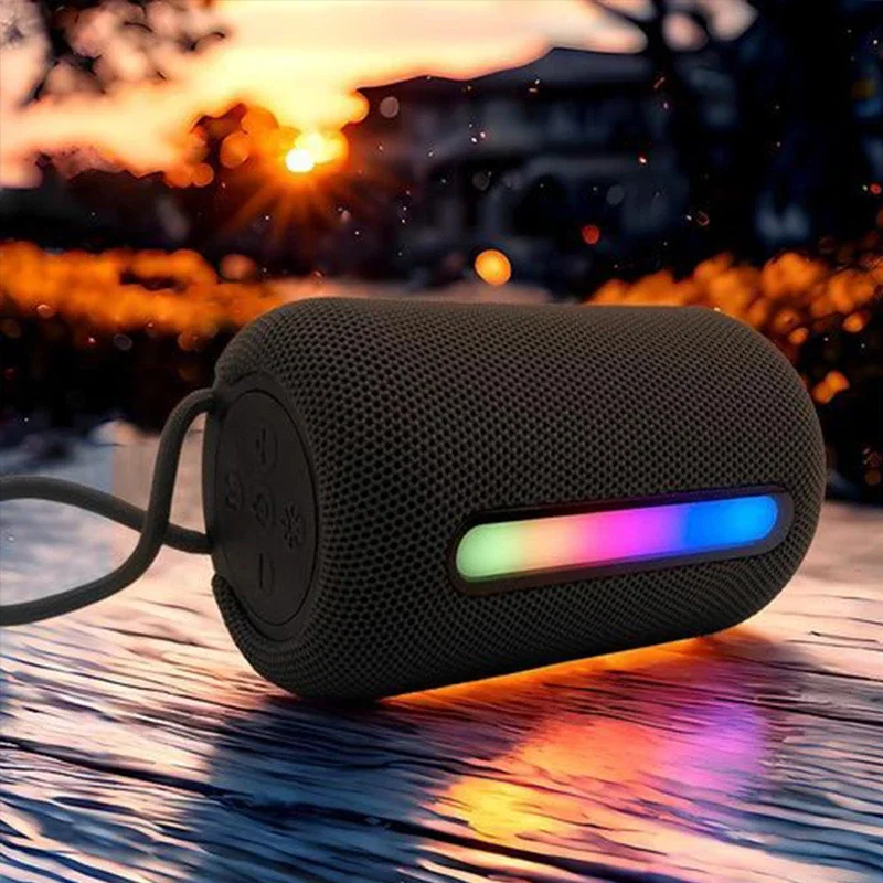 IŞIKLI TAŞINABİLİR KABLOSUZ BLUETOOTH SPEAKER HOPARLÖR 1200 MAH SİYAH - Görsel 2