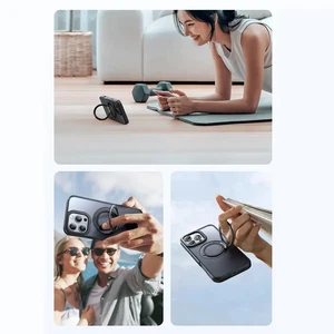 Mcdodo PC-4931 iPhone 16 Plus Uyumlu Halka Standlı Magsafe Siyah Kapak - Görsel 8