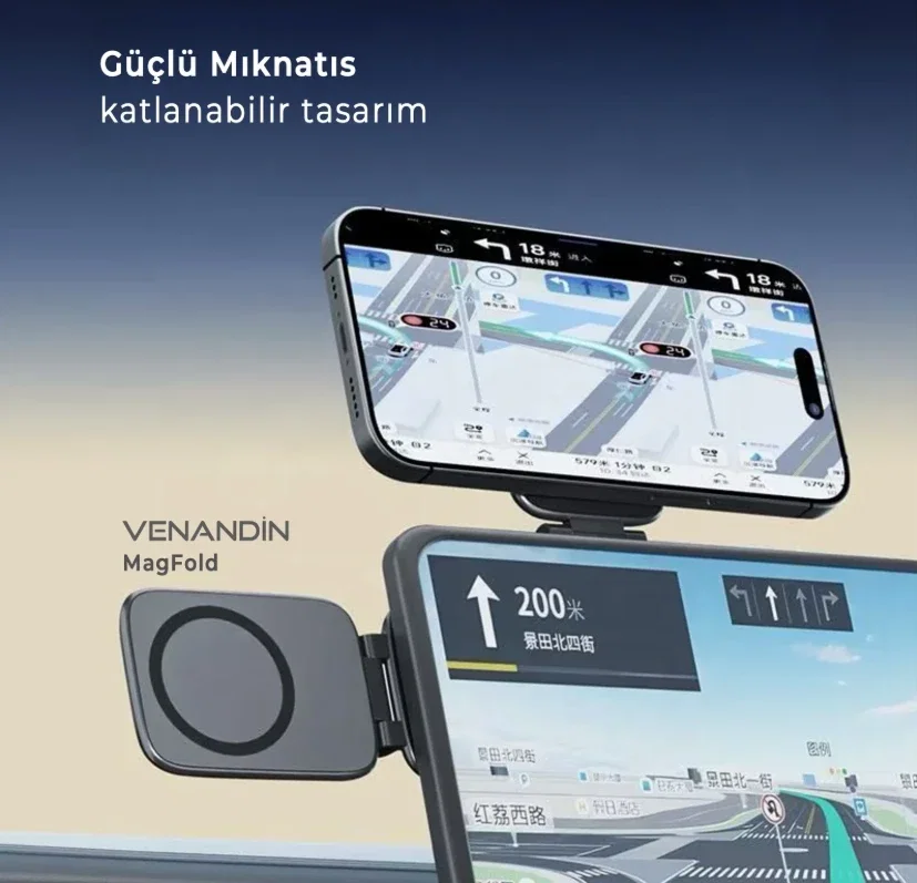 MANYETİK TELEFON TUTUCU STAND 270° KATLANABİLİR MAGSAFE UYUMLU İPHONE ANDROİD METAL HALKALI TELEFON TUTACAĞI - Görsel 2