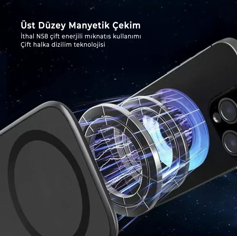 MANYETİK TELEFON TUTUCU STAND 270° KATLANABİLİR MAGSAFE UYUMLU İPHONE ANDROİD METAL HALKALI TELEFON TUTACAĞI - Görsel 3