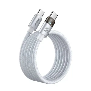 Mcdodo CA-5582 100W Type-C to Type-C Şeffaf LED Işıklı Şarj Kablosu 1.2M Beyaz - Görsel 3