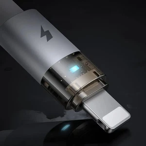 Mcdodo CA-6912 USB-A To Lightning Şeffaf LED Işıklı Şarj Kablosu 1.2m Beyaz - Görsel 4