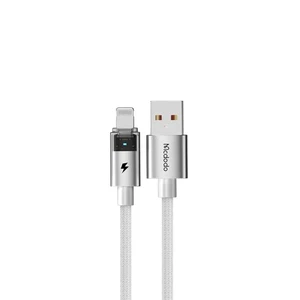 Mcdodo CA-6912 USB-A To Lightning Şeffaf LED Işıklı Şarj Kablosu 1.2m Beyaz - Görsel 1