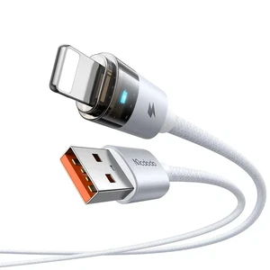 Mcdodo CA-6912 USB-A To Lightning Şeffaf LED Işıklı Şarj Kablosu 1.2m Beyaz - Görsel 3
