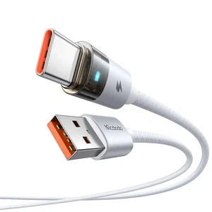 Mcdodo CA-6892 USB-A To Type-C Şeffaf LED Işıklı Şarj Kablosu 1.2m Beyaz - Görsel 4