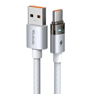 Mcdodo CA-6892 USB-A To Type-C Şeffaf LED Işıklı Şarj Kablosu 1.2m Beyaz - Görsel 2