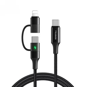 Mcdodo CA-7120 2'si 1 Arada 60W Type-C to Lightning ve Type-C LED'li Veri Kablosu 1.2M - Görsel 1