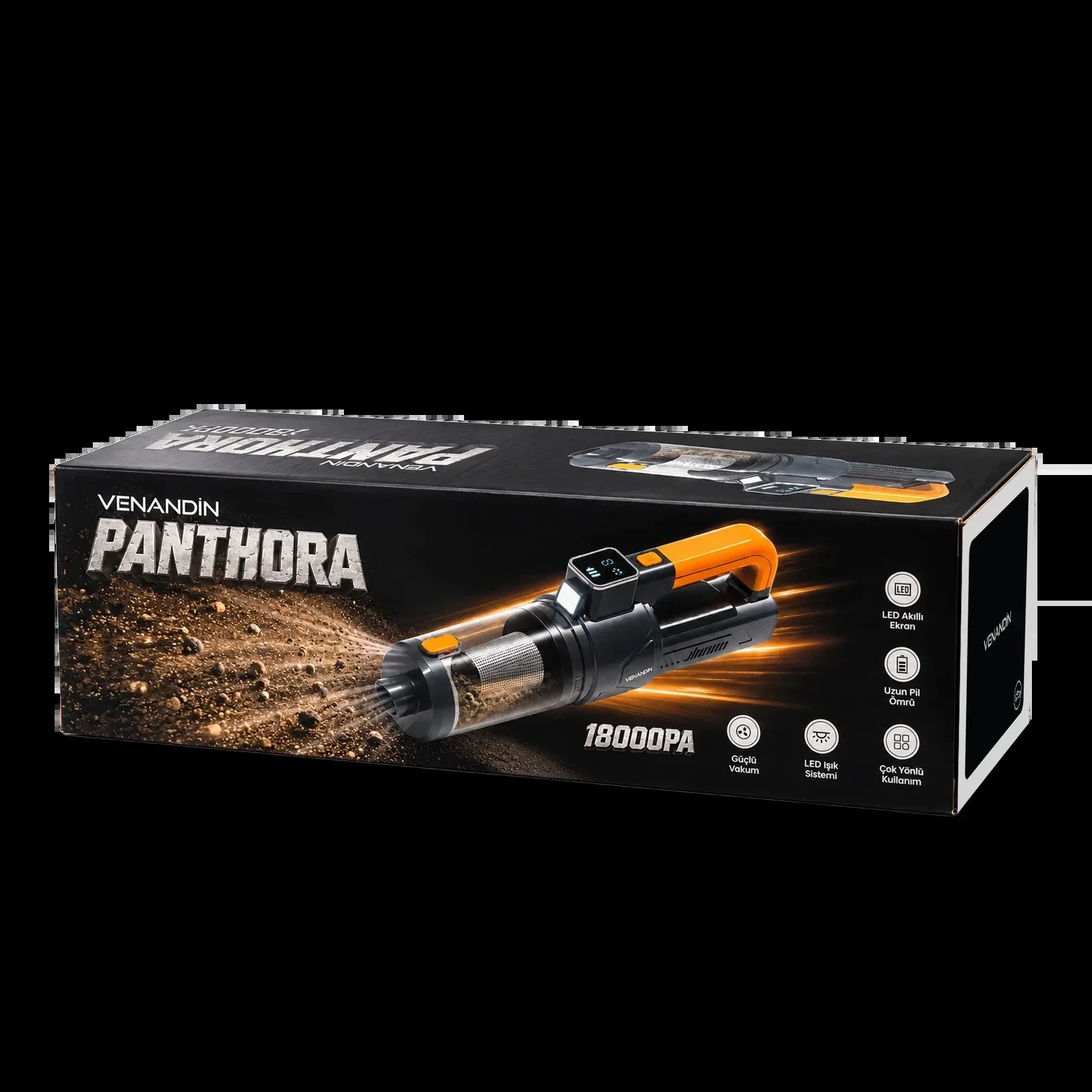 Panthora 18000 Pa 100W Şarjlı Kablosuz Araç Süpürgesi Güçlü Çekim LED Ekranlı Oto El Süpürgesi - Görsel 6