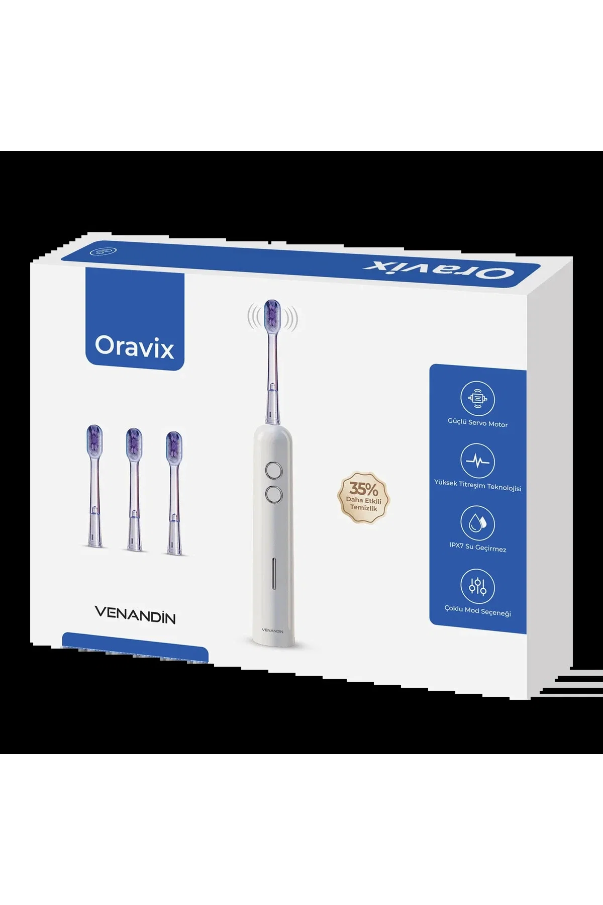 Oravix Sonic Elektrikli Diş Fırçası 39.000 Titreşim 3 Mod 3 Yoğunluk 2000 mAh Type-C IPX7 - Görsel 4