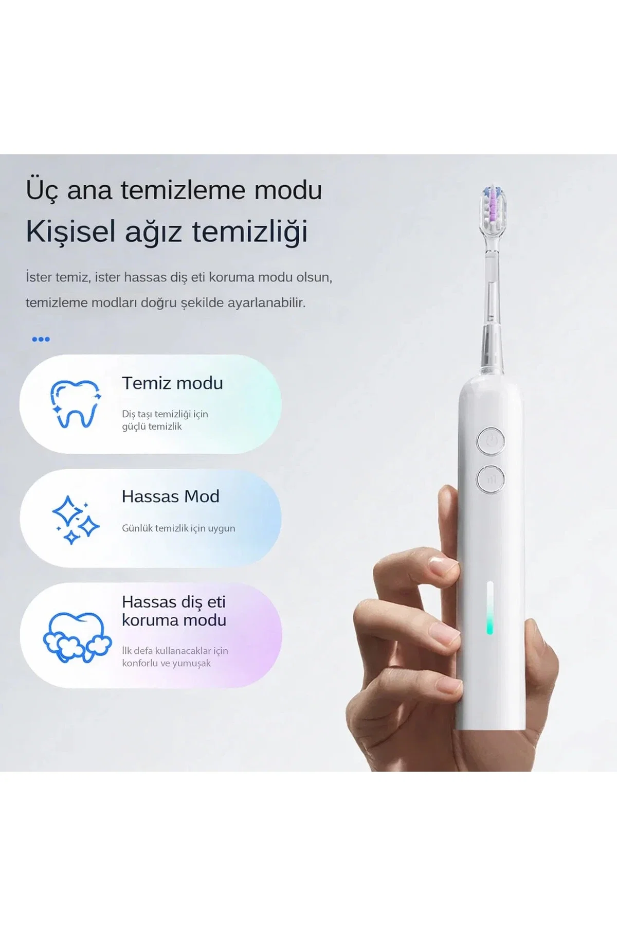 Oravix Sonic Elektrikli Diş Fırçası 39.000 Titreşim 3 Mod 3 Yoğunluk 2000 mAh Type-C IPX7 - Görsel 2