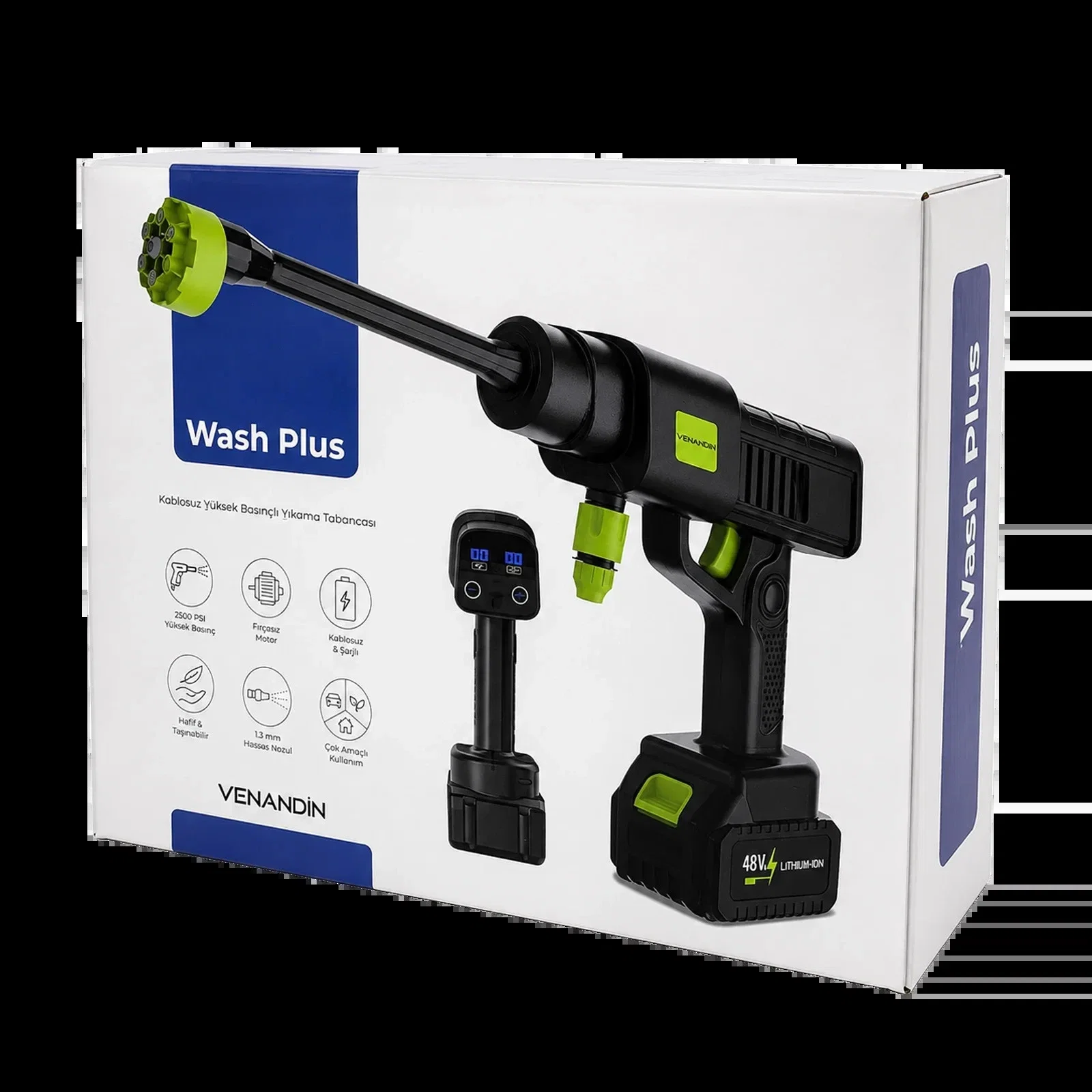 VENANDİN Wash Plus 12 Bar Kablosuz Yüksek Basınçlı Oto Yıkama Makinesi 48V Şarjlı Fırçasız Motor 6 Mod - Görsel 5