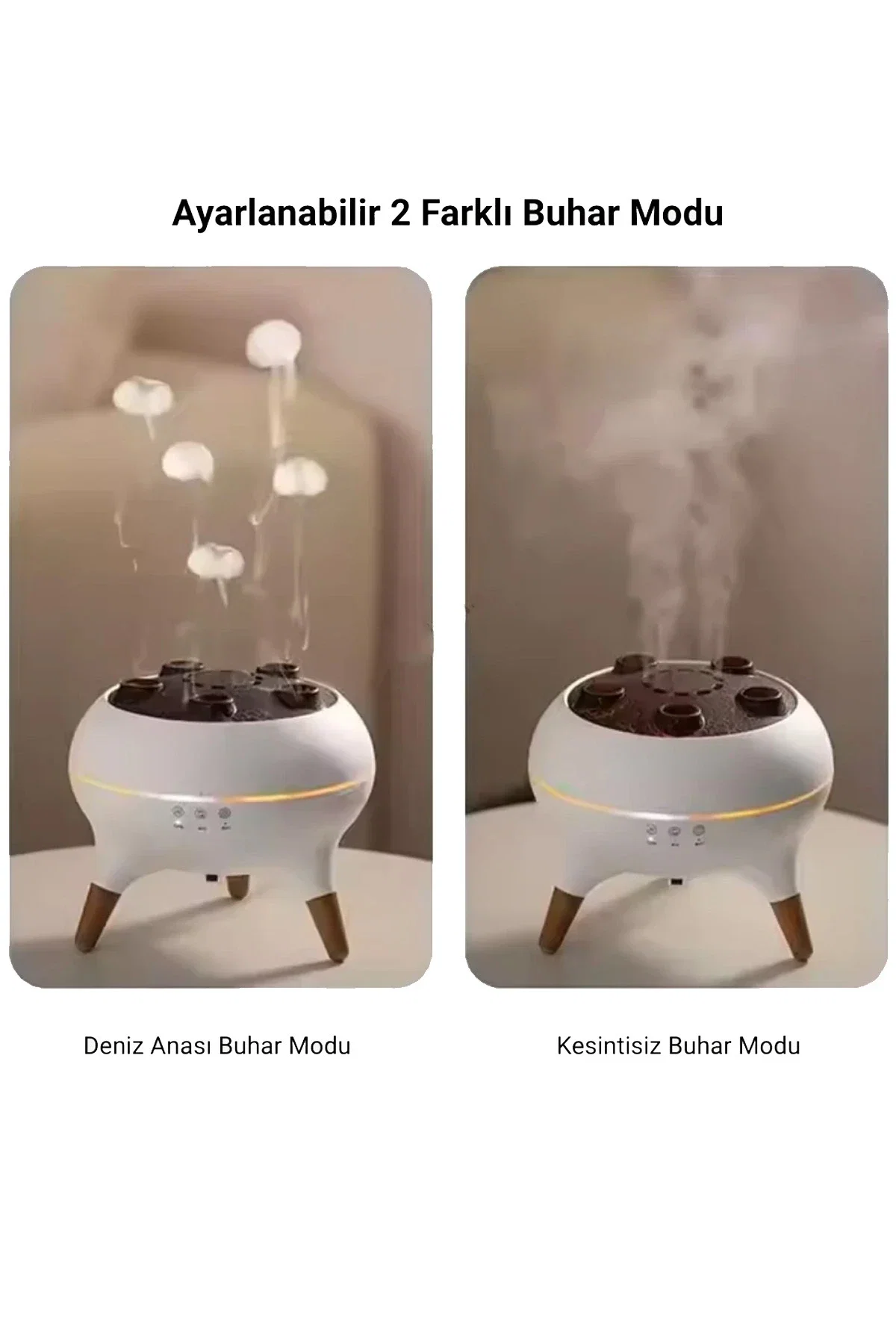 VENANDİN NOVARA 5 Çıkışlı Jellyfish Efektli Hava Nemlendirici ve Aroma Difüzörü, Alev Efektli RGB LED Işıklı, Uzaktan Kumandalı - Görsel 6